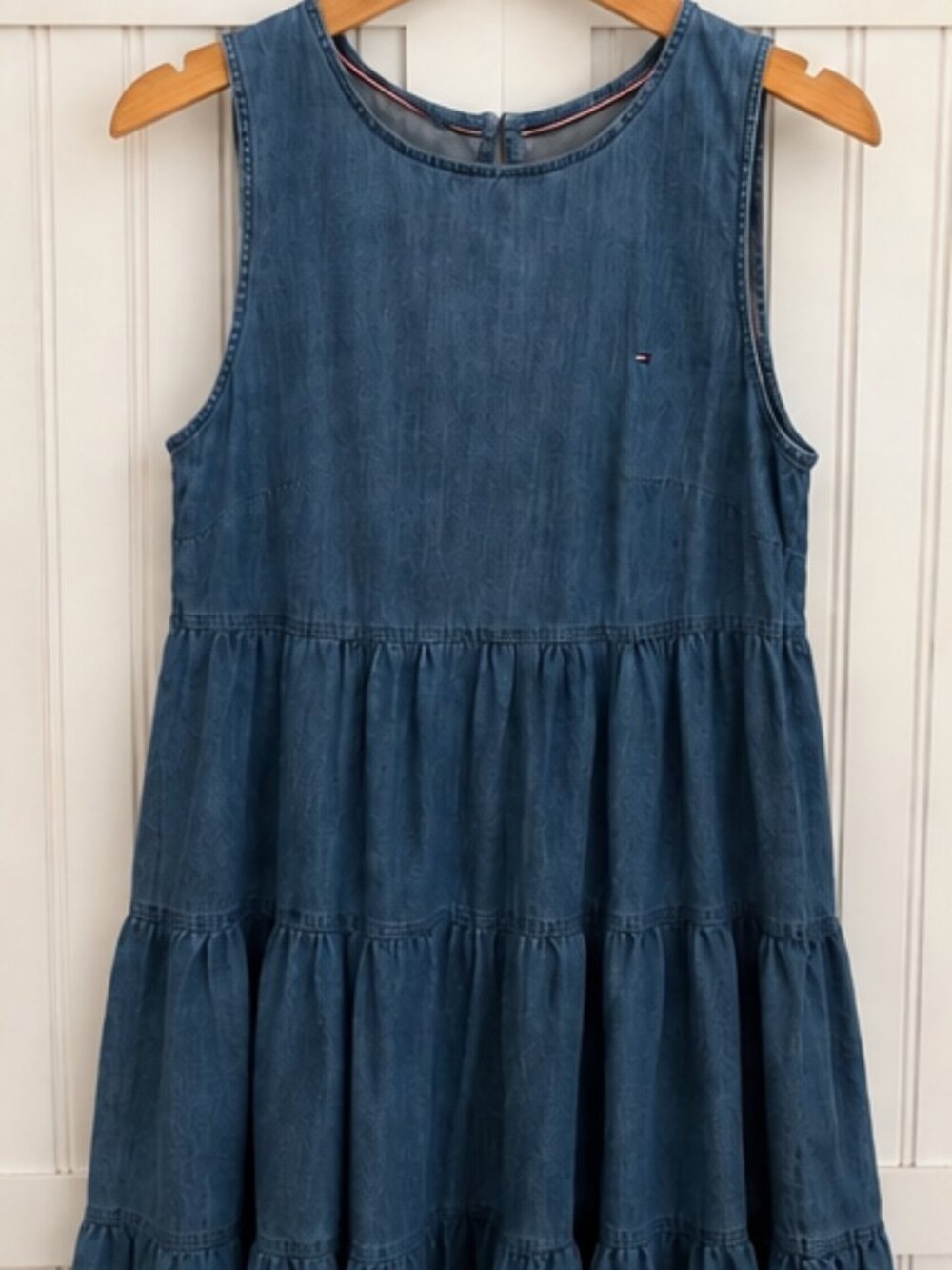Tommy Hilfiger Chambray Tiered Sleeveless Dress Size Small